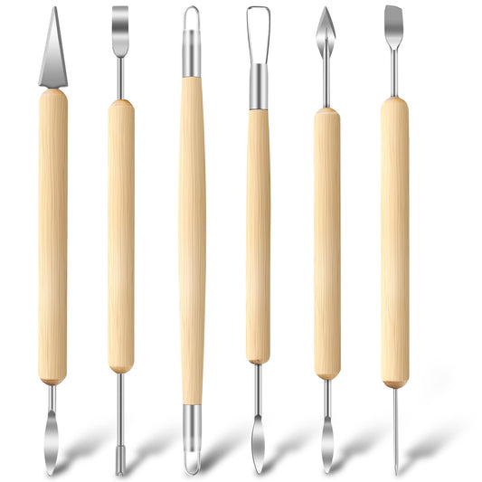 Jetmore 6 Pack Clay Tools Kit, Pottery Tools & Sculpting Tools, Polymer Modeling Clay Cutters Sculpture Set for Carving, Ceramics, Molding, DIY