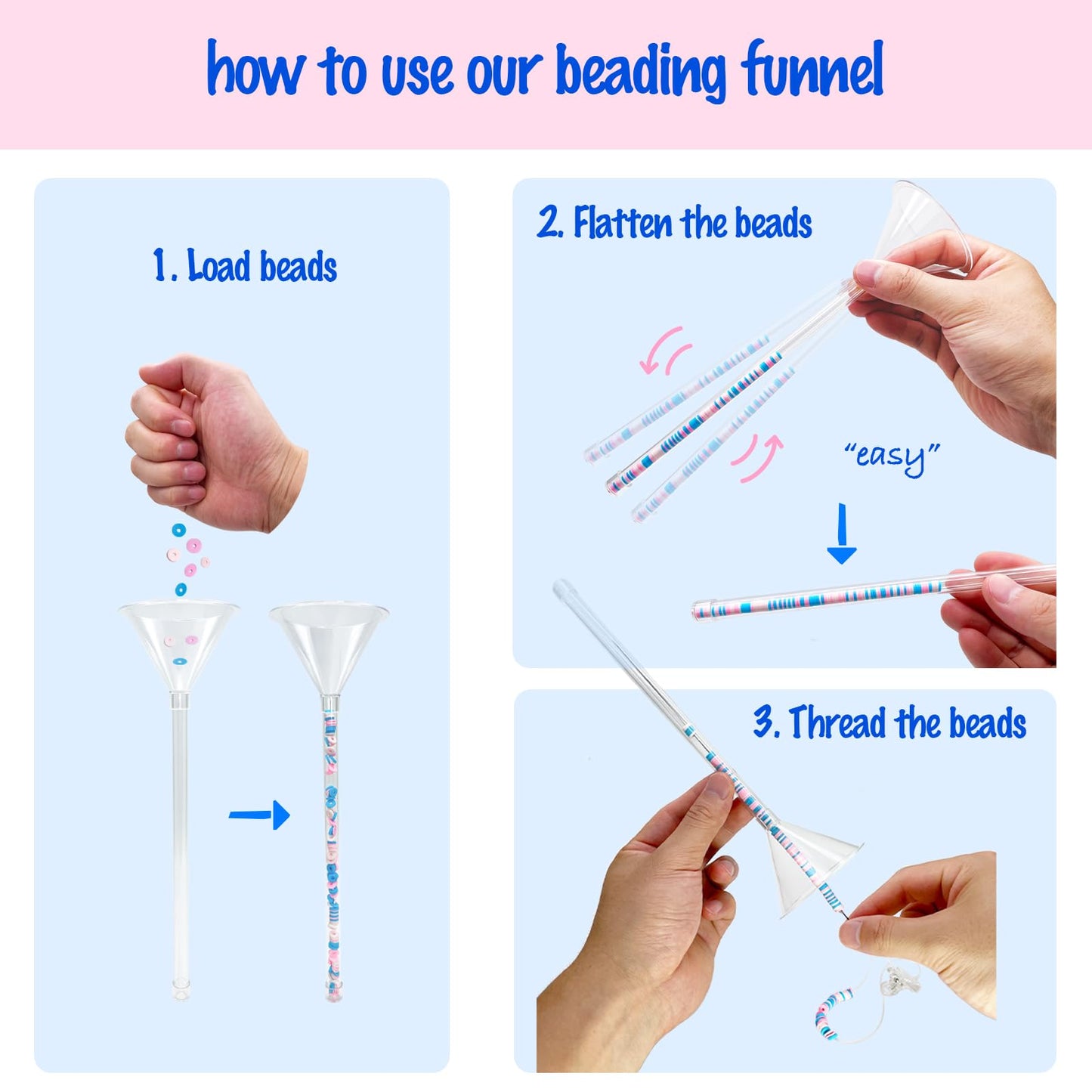 Beading Funnel - Bead Making Kit with 2 PCS Tools, Needles for Jewelry Making, Bracelets, Necklaces