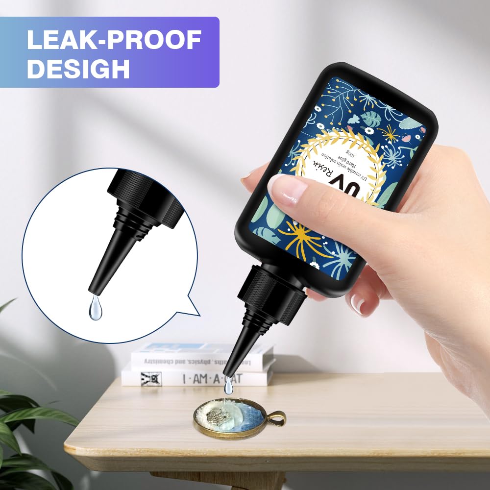 OSBANG Crystal Clear Hard UV Resin Upgraded Formula Ultraviolet Fast Curing Resin for Jewelry Making Craft Decoration, Hard Transparent Glue Solar Cure Sunlight Activated Resin Casting & Coating（300g）