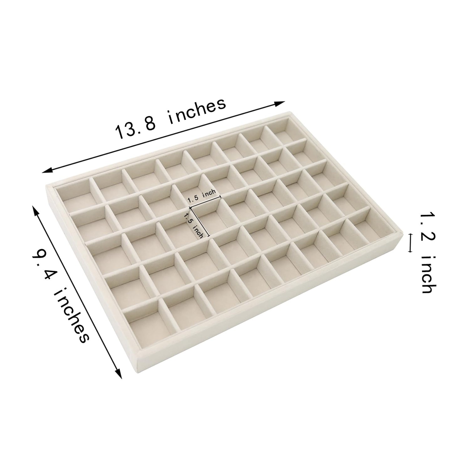 Stratalife Earring Organizer Stackable Jewelry Tray Removable Display Tray Organizer for Jewelry Necklace Earring Drawer Inserts 40 Grid Beige