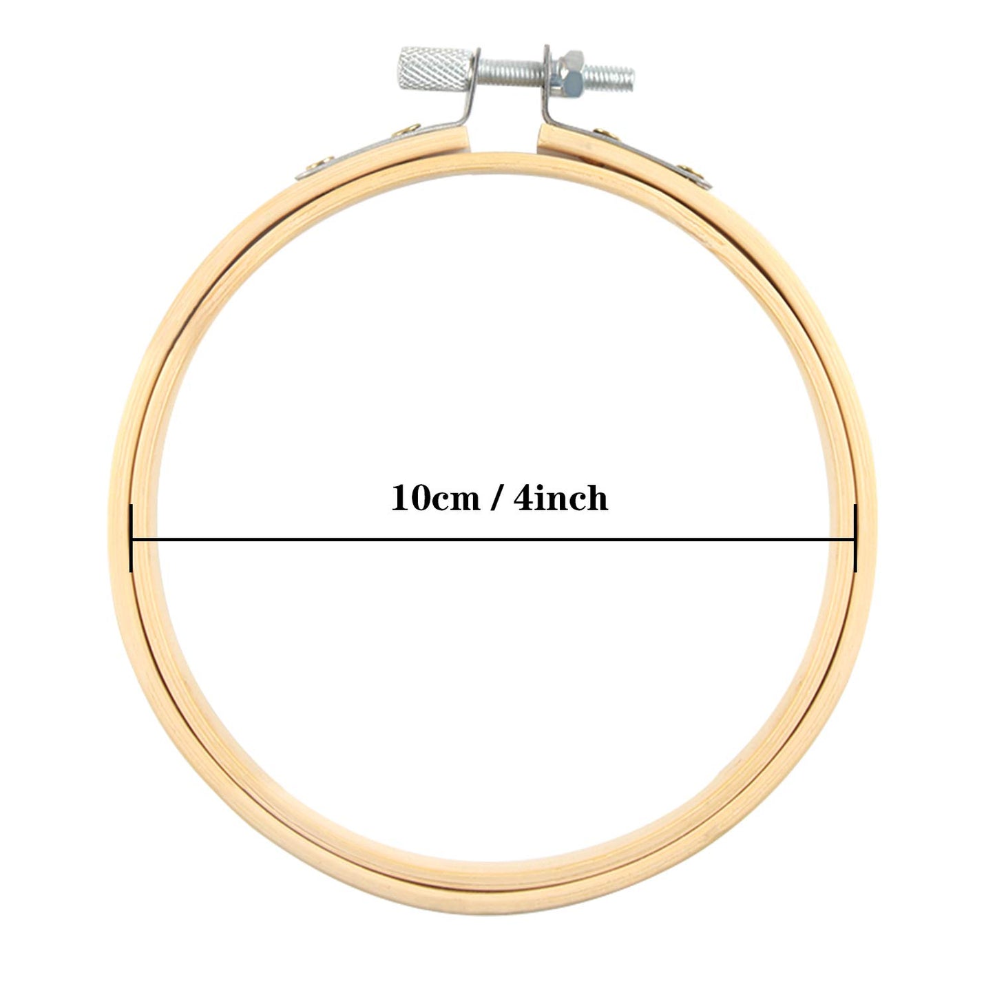 FEBSNOW 16 Pieces 4 Inch Embroidery Hoops Adjustable Natural Material Circle Cross Stitch Hoop Ring Bulk Wooden Round Embroidery Hoop for Art Craft Handy Sewing and Christmas Decoration