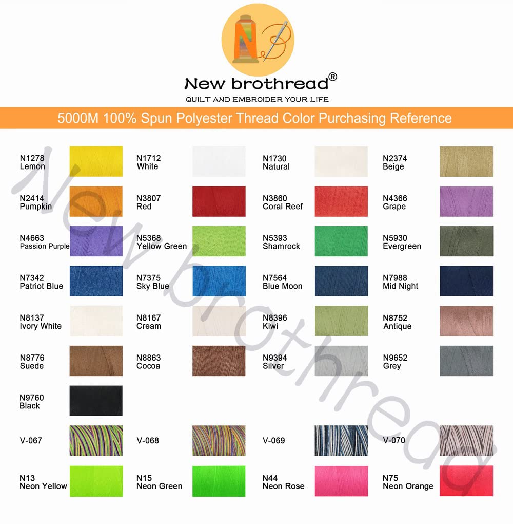 New brothread - 30 Options - 4 Large Cones of 5500Y (5000M) Each All Purpose Spun Polyester Thread 40S/2 (Tex27) for Serger, Overlock, Quilting, Piecing and Sewing - Natural
