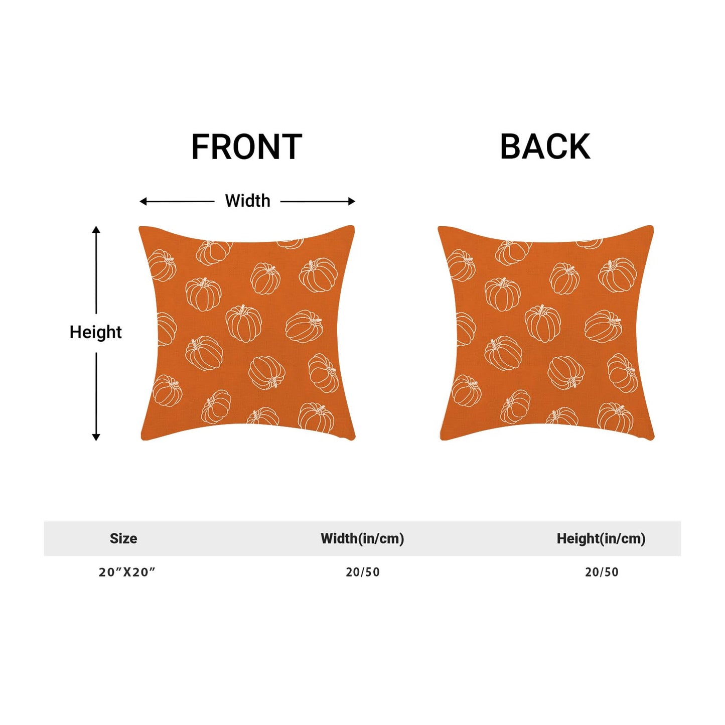 AEIOAE Fall Pillow Covers 20x20 Inch Set of 2,Burnt Orange White Pumpkin Throw Pillows Case,Autumn Outdoor Decorative Square Linen Farmhouse Harvest Decor Cushion Covers for Home Sofa Bed Couch