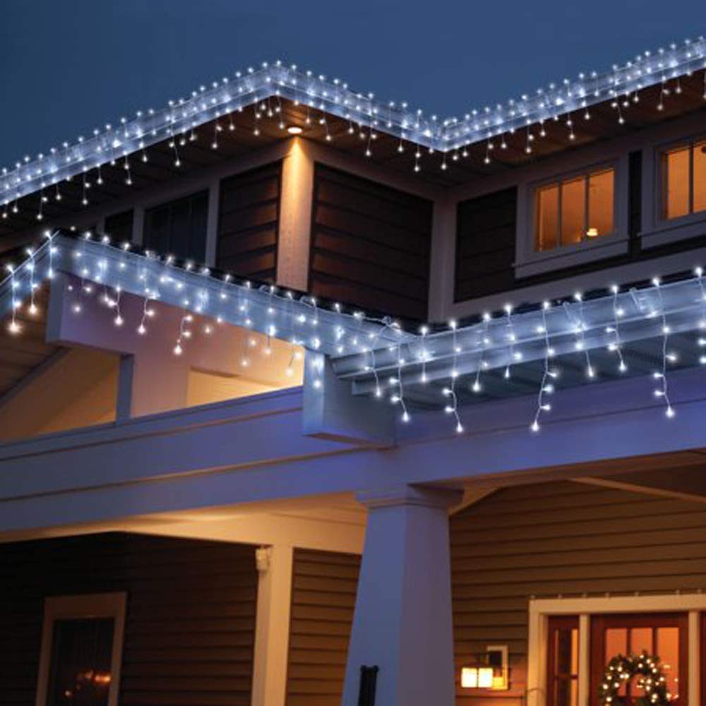 Icicle Christmas Lights, 432 LED 35.4ft 8 Modes Icicle String Lights with 72 Drops, Window Curtain Fairy Lights for Xmas, Eaves, Wedding, Garden, Outdoor, Indoor Decor (Clear White)