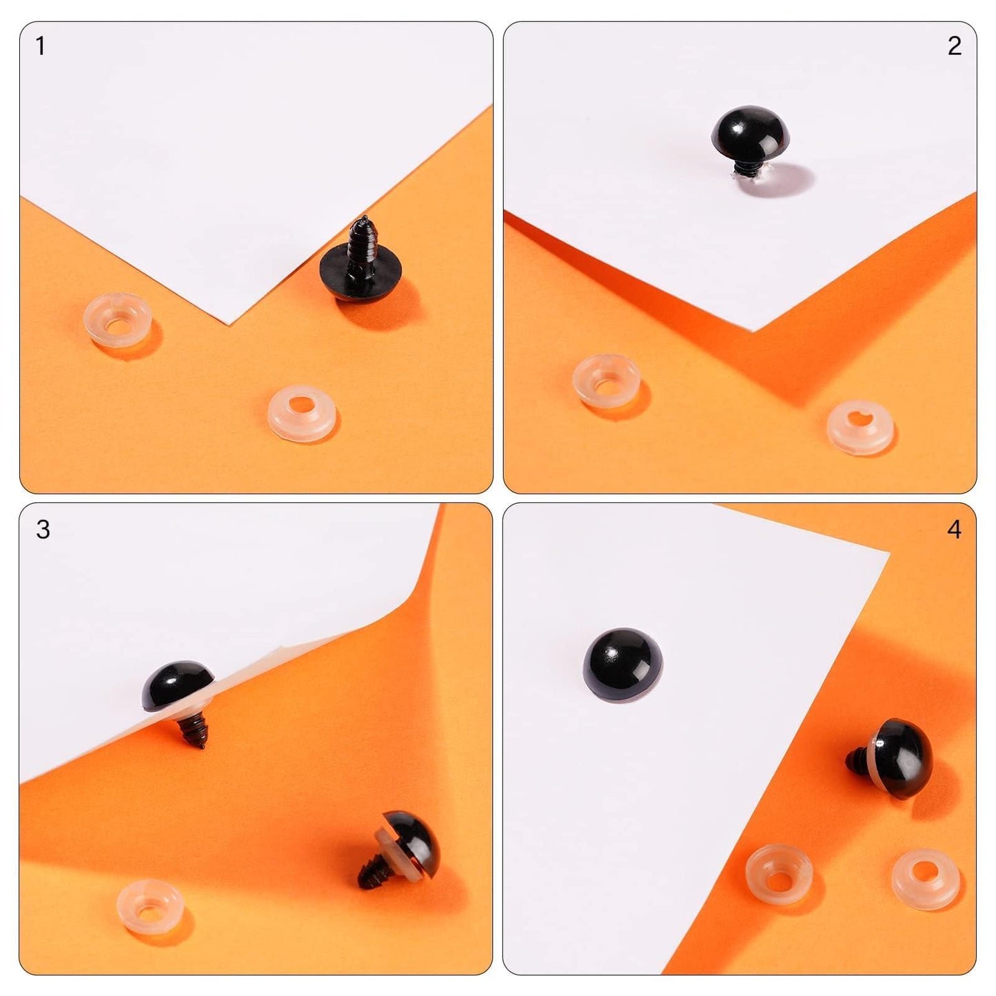 Vanblue 260pcs 20mm Safety Eyes for Amigurumi with Washers Black Safety Eyes for Crocheting Plastic Crochet Eyes for Stuffed Animals Doll Animals for Teddy Bear Crafts Making Halloween Decorations