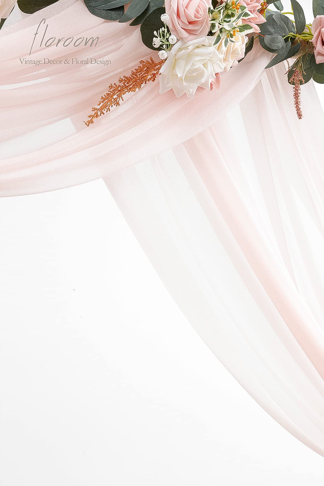 Wedding Arch Draping Fabric 2 Panels 20Ft Blush Chiffon Fabric Drapes Arbor Drapery Wedding Ceremony Reception Swag Decorations