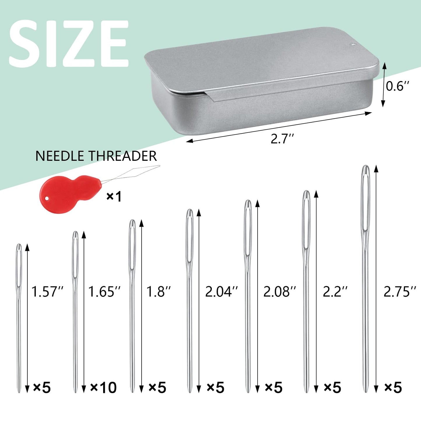 80/40 PCS Large-Eye Blunt Needles,8 Sizes Stainless Steel Yarn Knitting Needles,Sewing Needles,Crafting Knitting Weaving Stringing Needleswith Threaders for Finishing Off Crochet Projects CJ