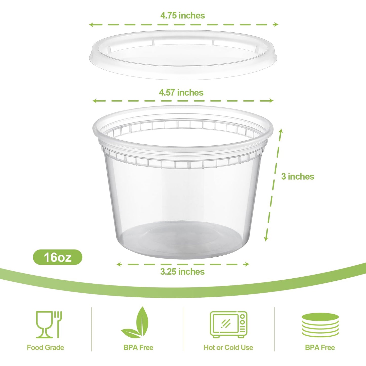 AOZITA 24 Sets 16 oz Plastic Deli Food Containers With Lids, Airtight Food Storage Containers, Freezer/Dishwasher/Microwave Safe, Soup Containers For Takeout Meal Prep Storage