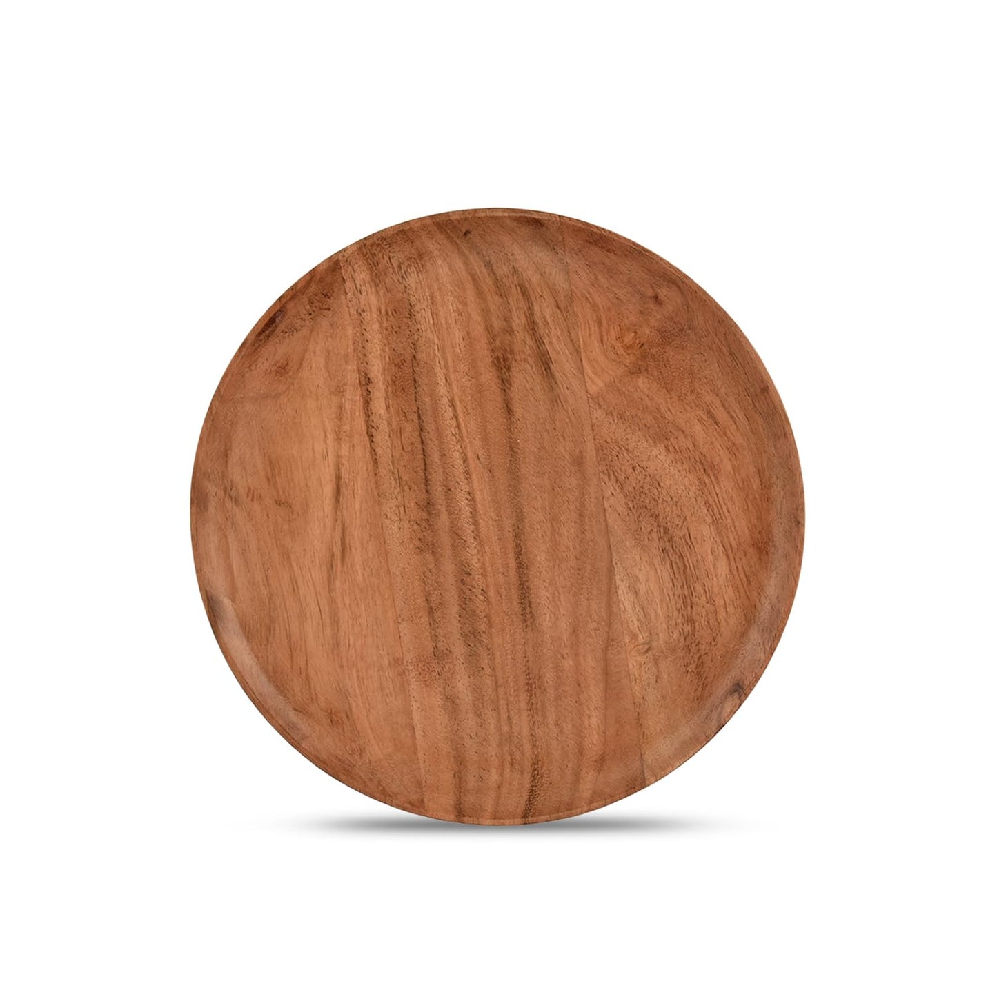 Acacia Wood Round Platters Set of 4 for Ottoman or Side Table, Charcuterie Board or Cheese Platter for Living Room (8" x 8" x 0.75")