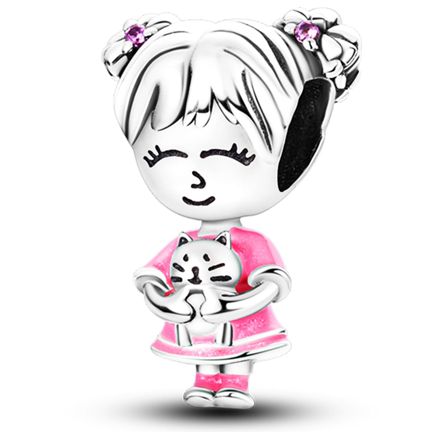 NUJIFFY 925 Sterling Silver Charms Bead for Bracelets & Necklaces, Pink Cat Charms Pendant, Bunny Piggy Bead Animal Charm Bracelets, Cool Graduation Gifts Jewelry for Women