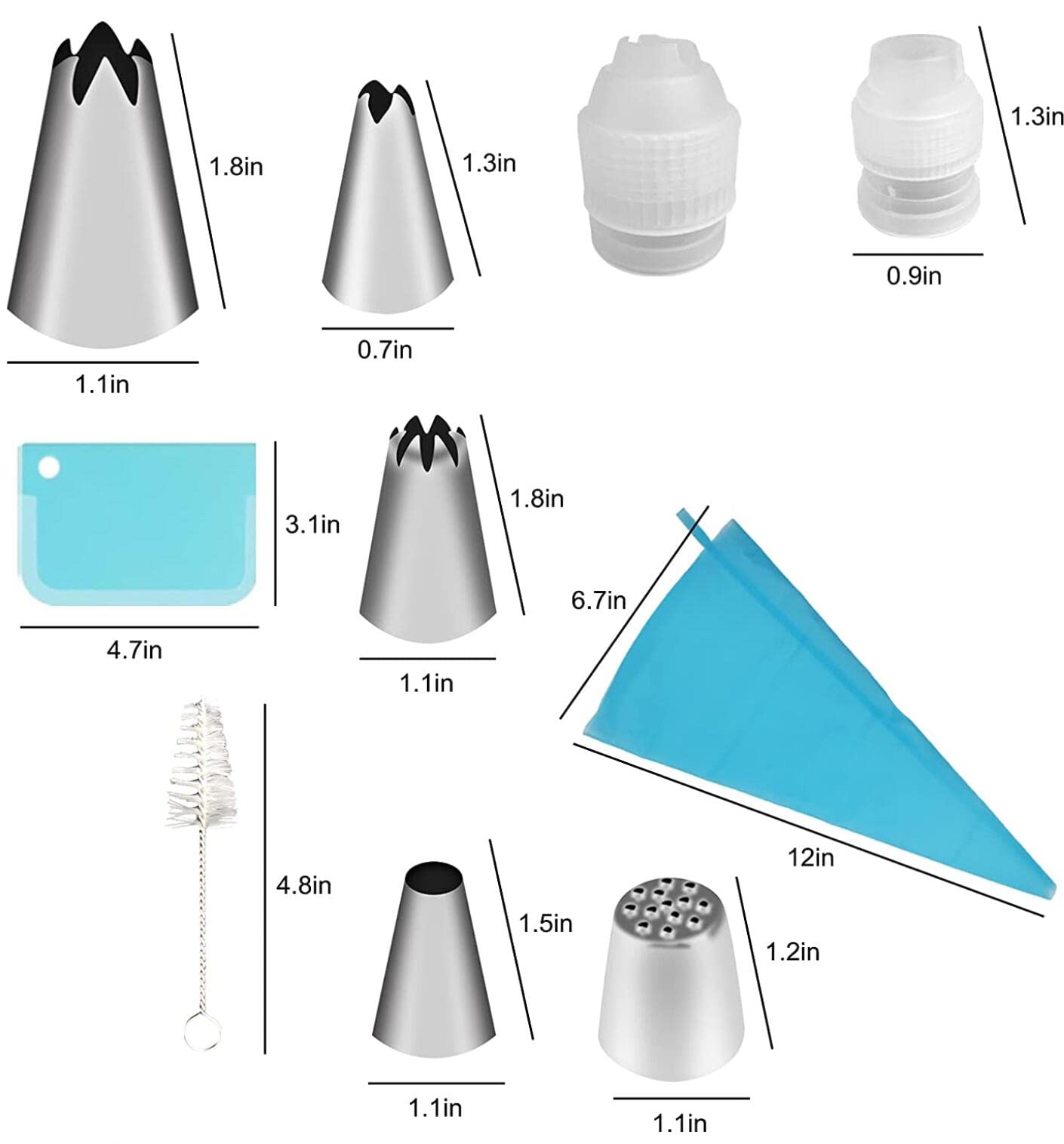 Cake Piping Set for Baking with Reusable Piping Bags and Tips, Standard Converters, Silicone Rings, Decorating Supplies for Deviled Egg , Cupcake and Cookie Icing