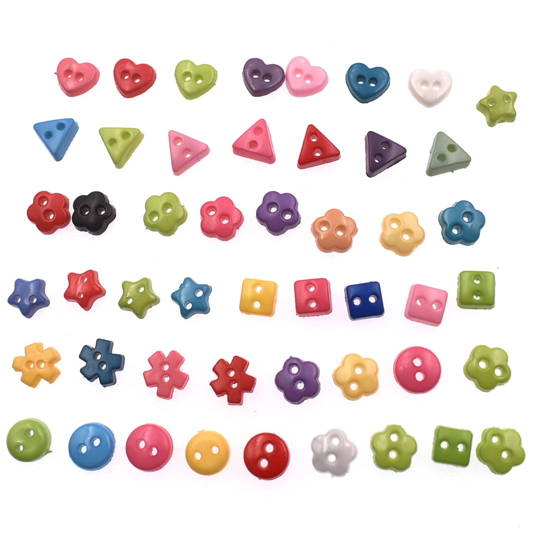 6mm 100Pcs Mixed Color and Style Mini Buttons for DIY Handmade Craft Art Sewing Doll Cloth Buttons