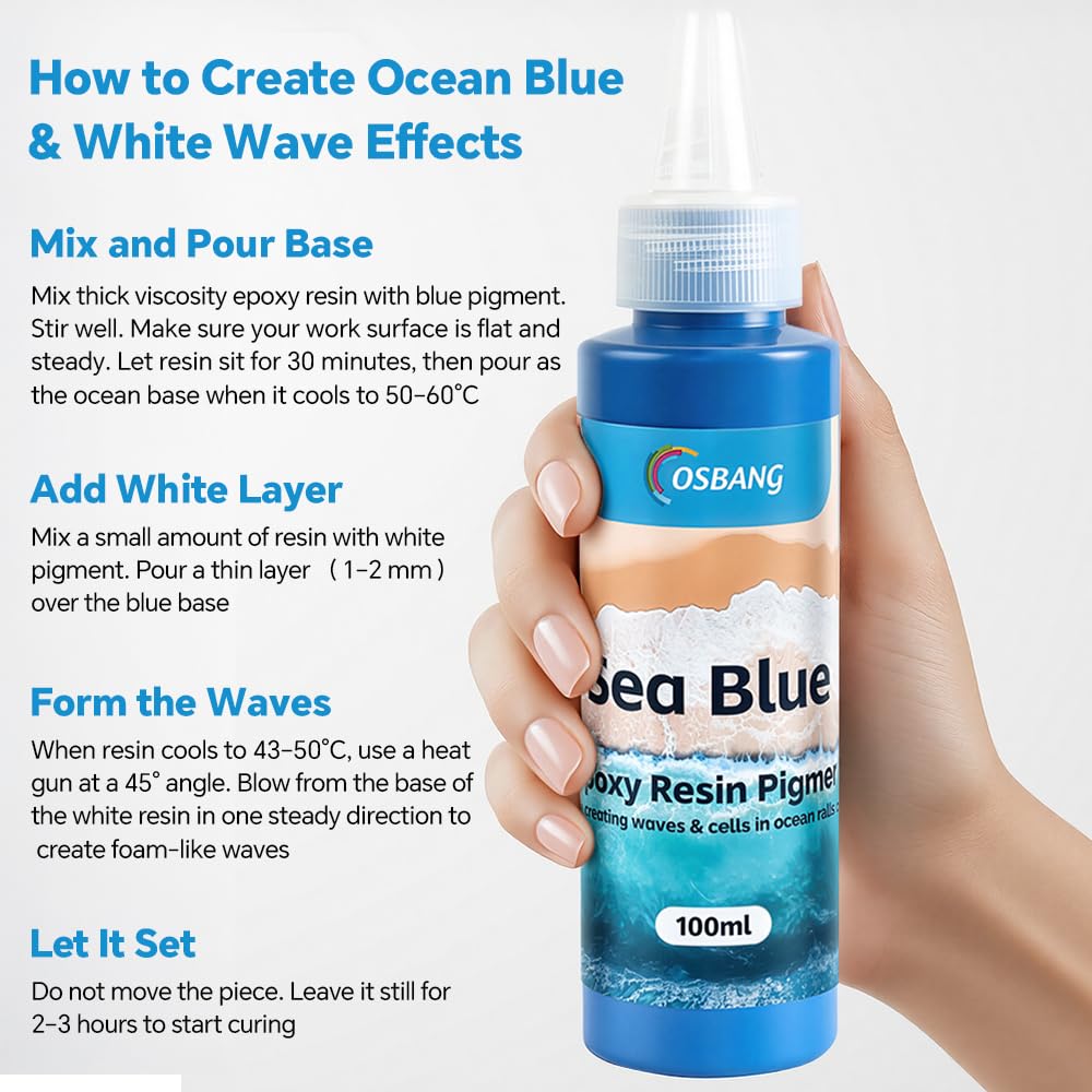 Sea Blue Epoxy Resin Pigment 100ml/3.4 fl.oz, High Concentration Liquid Colorant for Resin Art, Ideal for Creating Waves, Cells, and Unique Ocean DIY Crafts