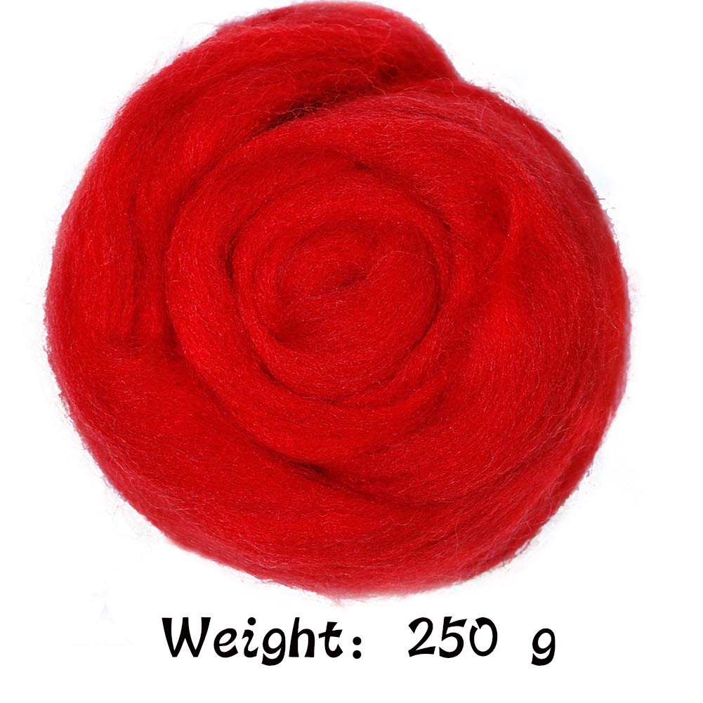 Wool Roving Bulk - 8.82oz Super Wool Chunky Yarn, Wool Roving Top for Needle Felting, Soft Felting Wool Supplies for Hand Spinning, Blending, Weaving and DIY Craft