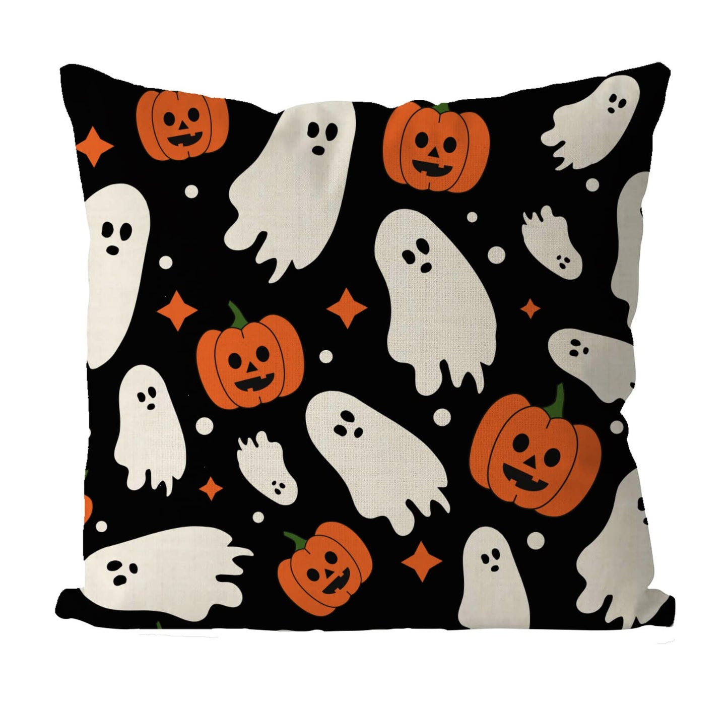Halloween Pillow Covers 18x18 Inch Ghost Pumpkins Linen Pillowcase Holiday Farmhouse Throw Pillows Indoor Outdoor Couch Cushion Case for Home Sofa Decor