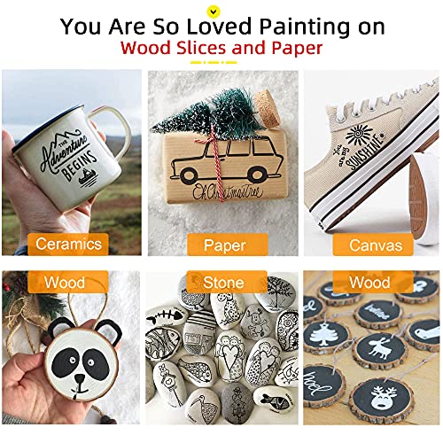 VHEONET Black Paint Markers Pens - Single Color 6 Pack Permanent Oil-Based Metallic Paint Pen, Medium Tip, Quick Dry and Waterproof Marker for Rock, Stone, Wood, Plastic, Glass, Mugs, Fabric, Canvas