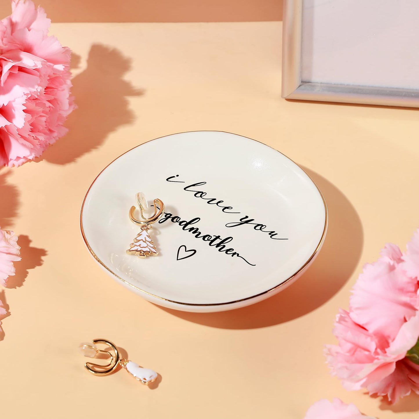 PUDDING CABIN Godmother Gifts: I Love You Ring Dish for Godmother Proposal, Birthday, Mother's Day, Christmas & Wedding