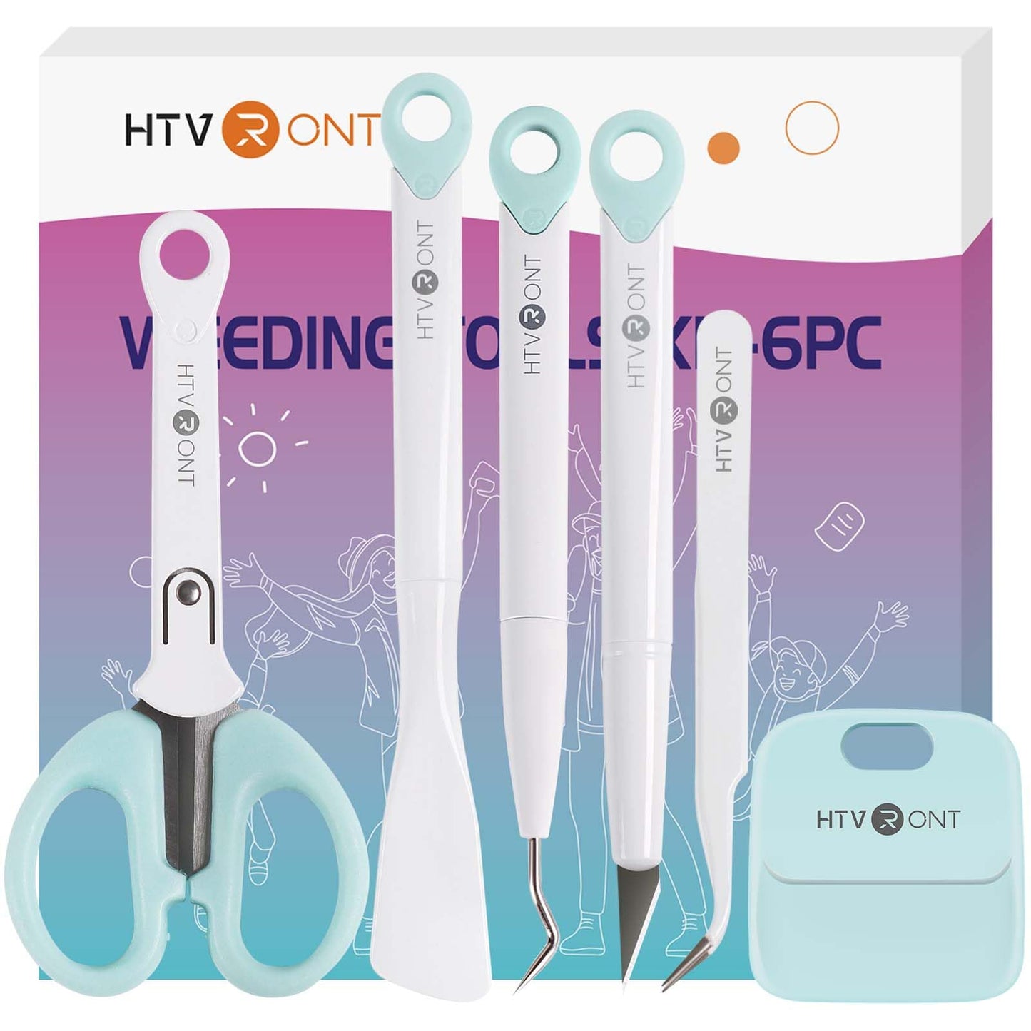 HTVRONT Weeding Tools for Vinyl - 6 Pcs Craft Weeding Basic Tool Set, Protable Vinyl Weeding Tool Kit for Iron-on Project, HTV Vinyl, Permanent Vinyl, Vinyl Tool Kit for Cricut Cutting Machine