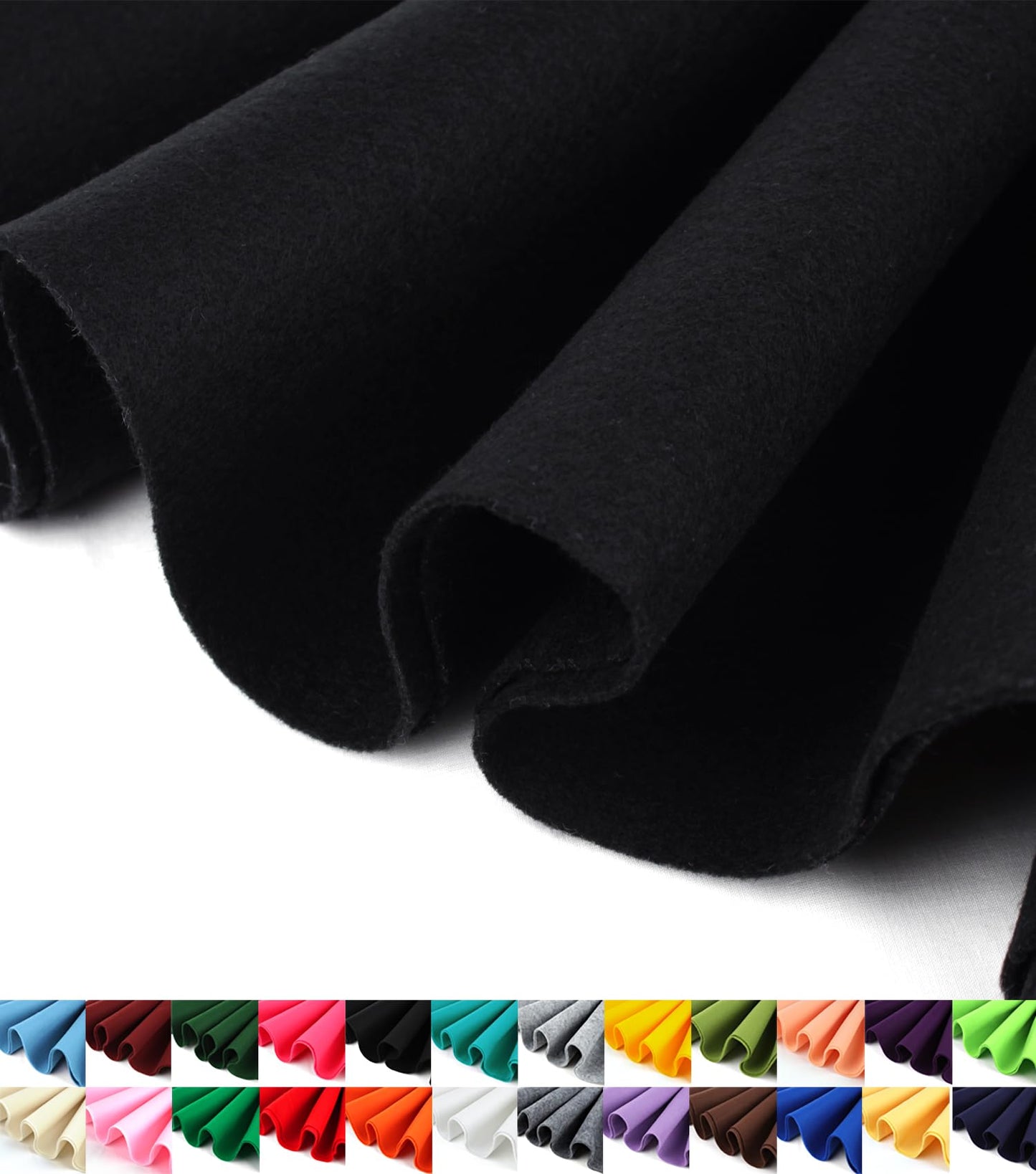 Felt Fabric | 72" Wide | 1.6mm Thick | Acrylic & Soft | Felt by The Yard | Felt for DIY Crafts, Projects, Sewing (Black, 1 Yard)