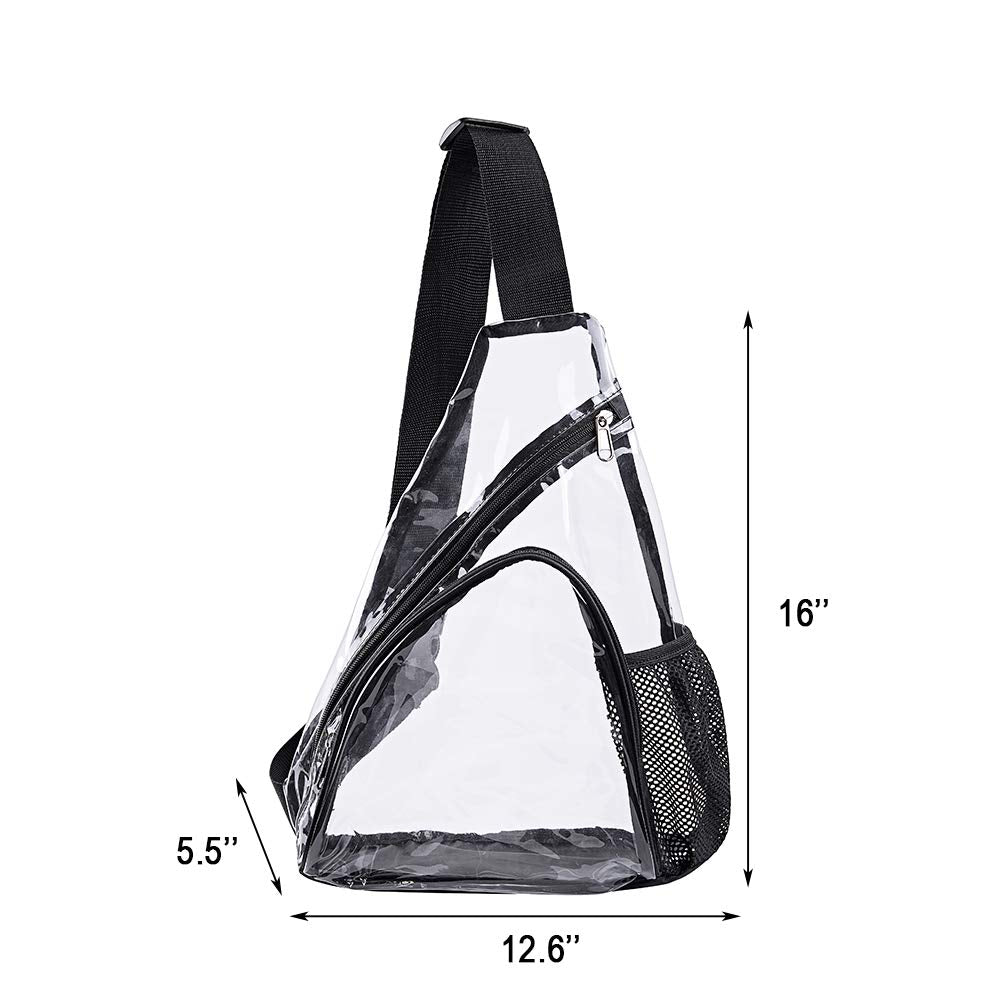 Clear PVC Sling Bag - Stadium Approved Clear Shoulder Crossbody Backpack Large