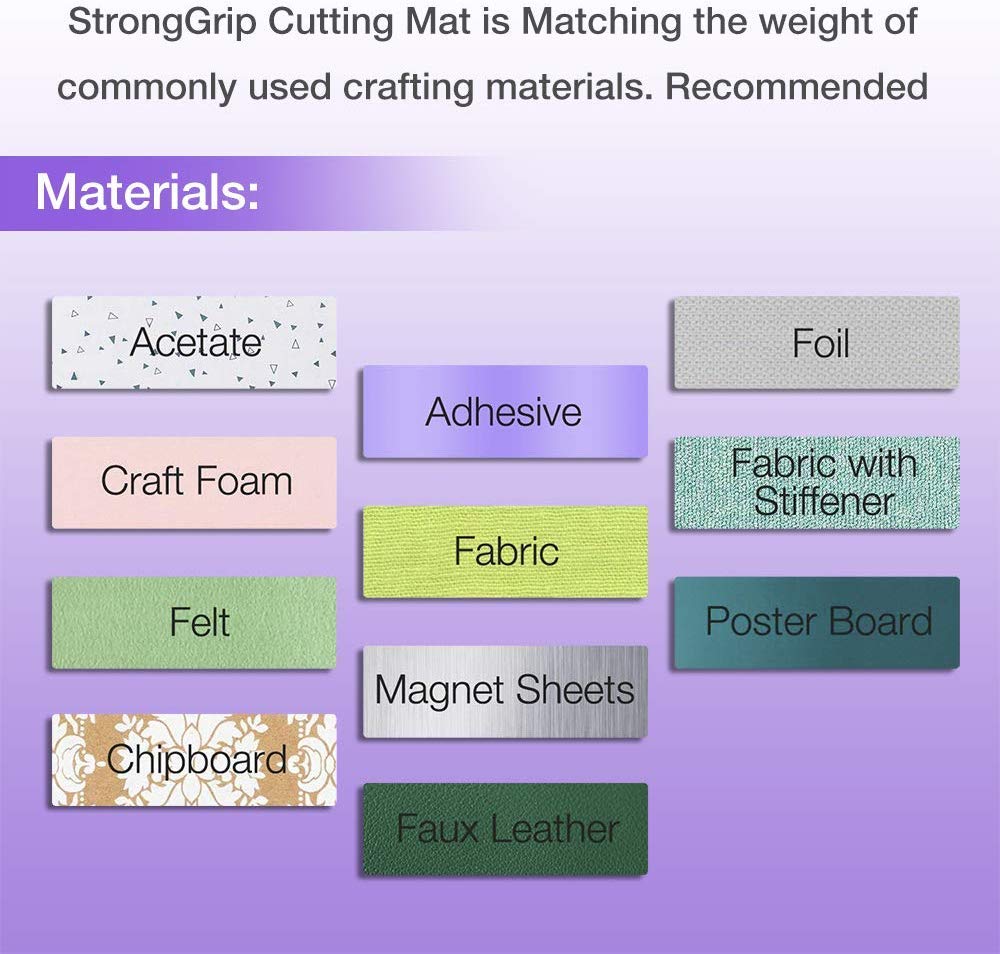 REALIKE 12x12 Cutting Mat for Silhouette Cameo 4/3/2/1 (3 Mats - StandardGrip, LightGrip, StrongGrip), Gridded Adhesive Non-Slip Cut Mat for Crafts, Quilting, Sewing, Scrapbooking and All Arts