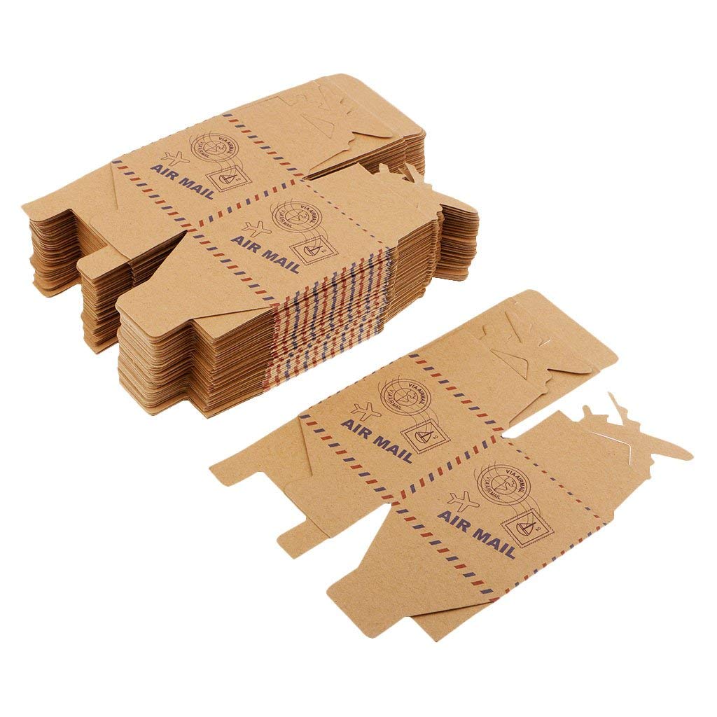 50pcs Travel Theme Airplane Kraft Paper Bag Wedding Favor Paper Bag Sweets Chocolate Candy Boxes Gift Boxes Wedding Birthday Party Favor