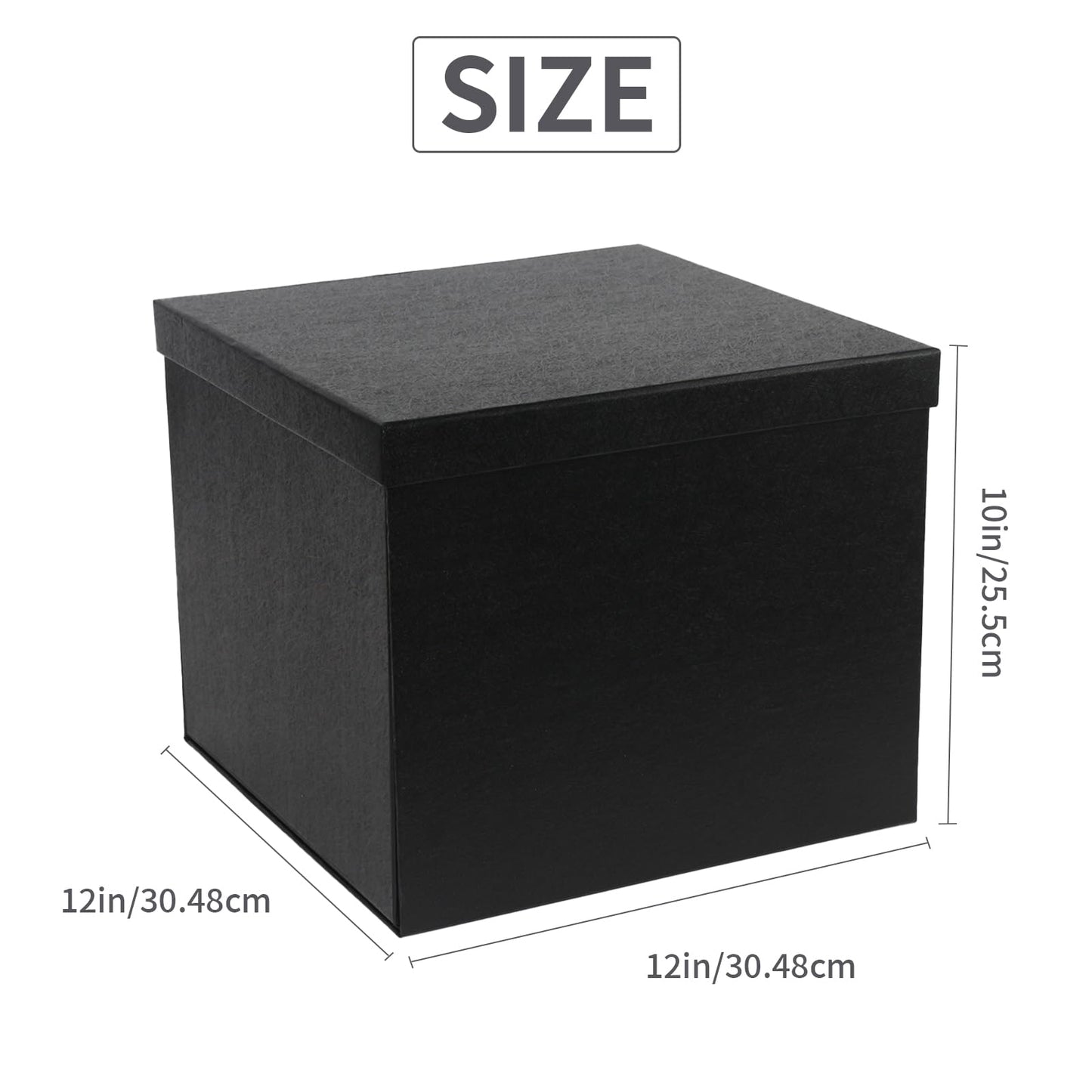 Large Gift Box 12x12x10 Inches,Black Gift Boxes for Presents,Birthday Box,for Packaging,Valentine's Day,Mother's Day,Christmas,Anniversaries,Family or Business.