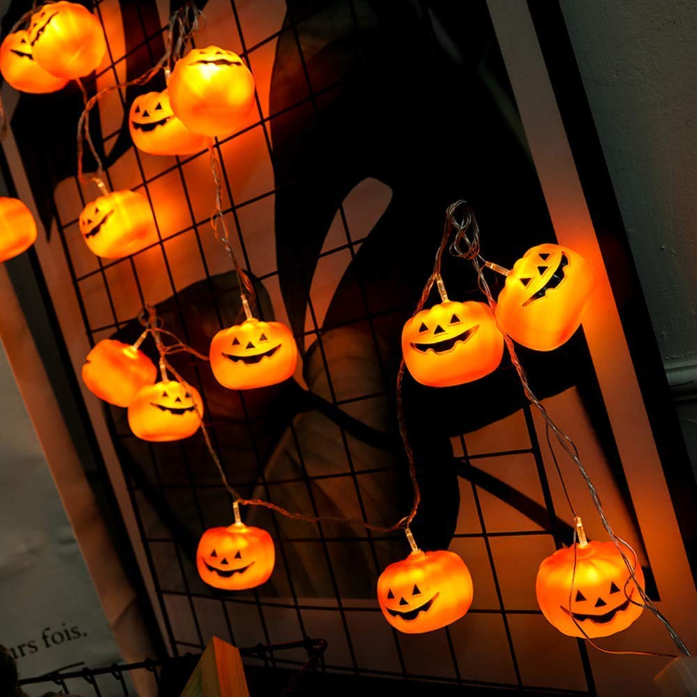 KAILEDI Halloween Lights, 20 LED Pumpkin String Lights 9.8 Feet Halloween Decor, 2 Modes Steady and Flickering Lights for Indoor, Outdoor, Festival, Party, Holiday, Halloween Decorations