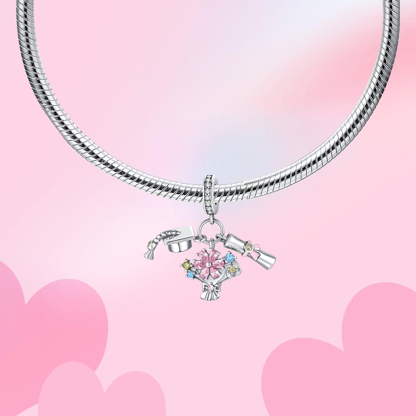 Alstade Graduation Triple Dangle Charm 925 Sterling Silver Charms fits Bracelets and Necklace Pendant Bead Charms Jewelry Present for Women Family Friends
