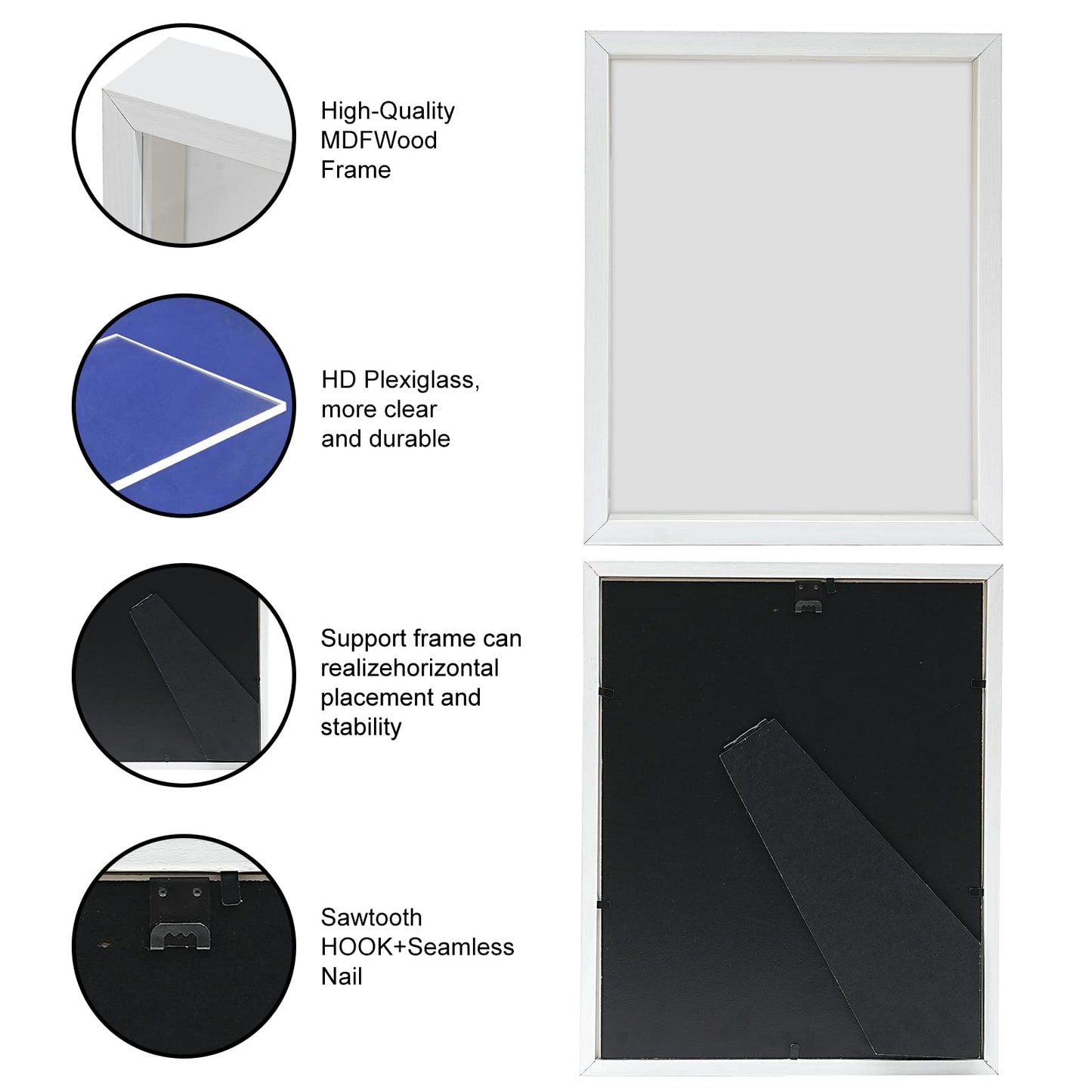 8x10 White Wooden Shadow Box Frame Memory Box, MDF Wood with Tempered Glass, 1.8 inch Depth Display Box for Collages Collections Mementos Awards Medals Photos (White)