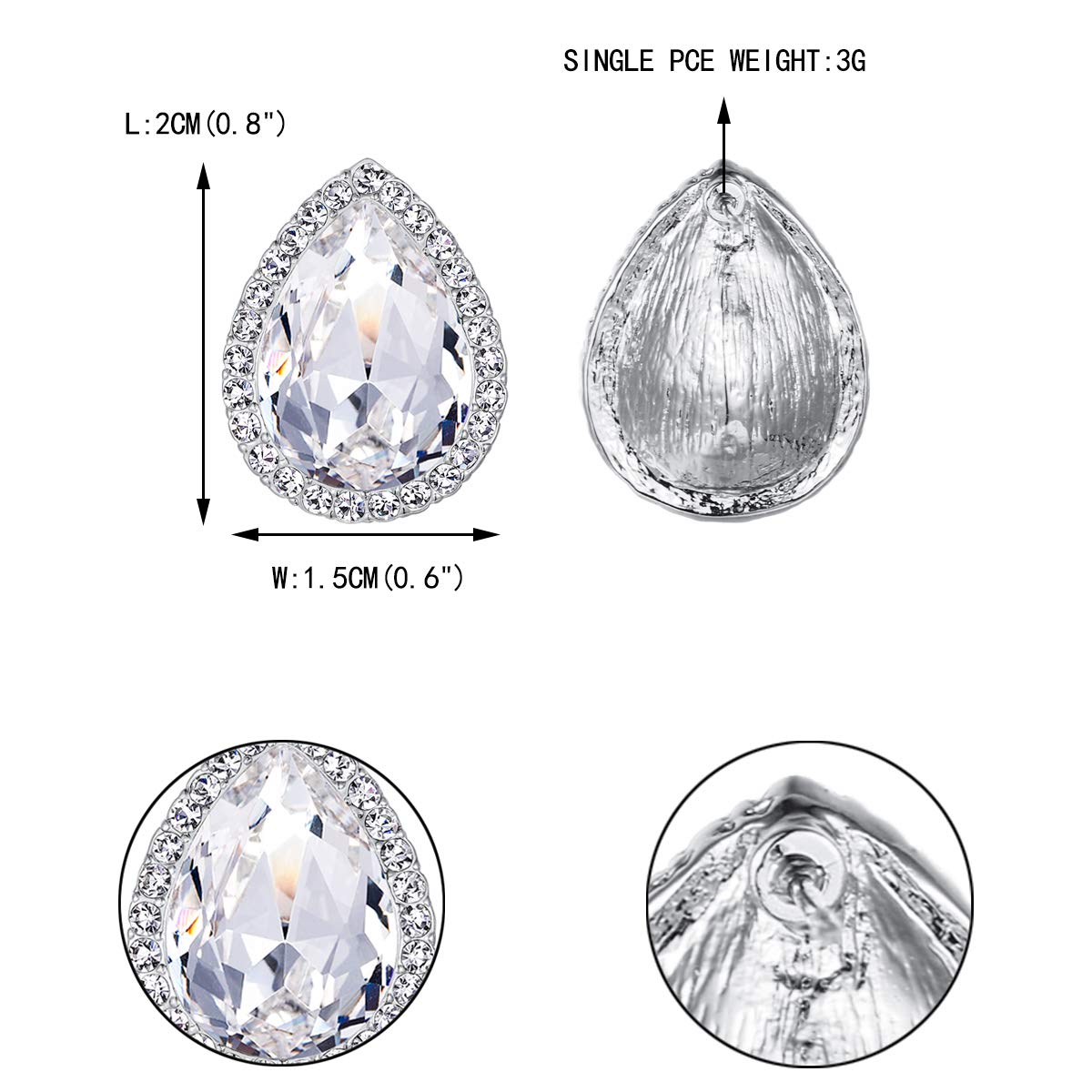 EVER FAITH Women's Austrian Crystal Wedding Teardrop Stud Earrings Clear Silver-Tone