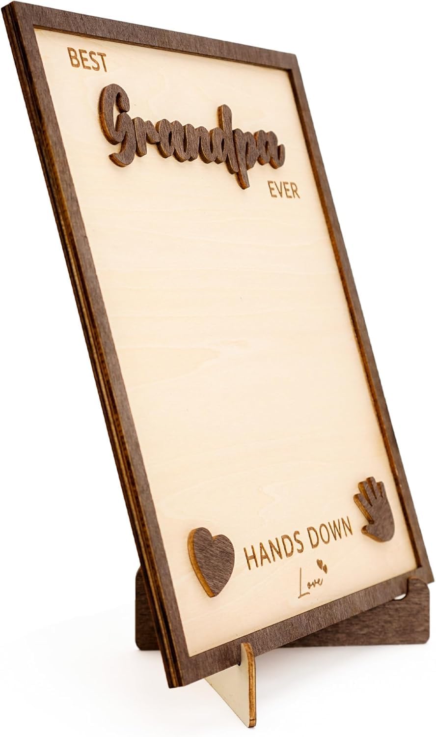 Best Grandpa Ever Gifts - Personalized Wooden Handprint Plaque, DIY Keepsake Craft Kit from Grandkids, Meaningful Family Decor to Capture Precious Memories, Unique Birthday Christmas Gift for Grandpa