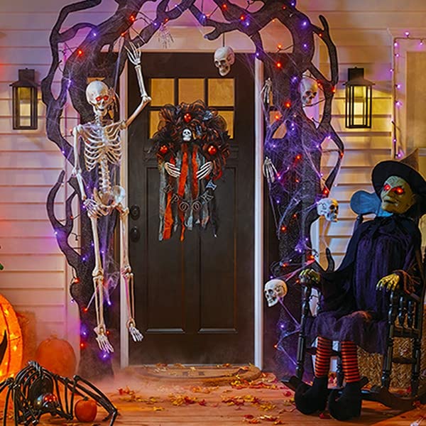 kemooie 2 Pack Each 240 LED 78FT Solar Halloween Lights Outdoor, Waterproof Halloween Decorations Outdoor with 8 Lighting Modes for Bedroom Patio Garden Tree Party Yard (Orange and Purple)