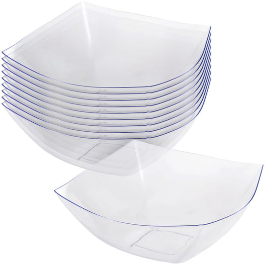 Lillian Collection Premium Clear Fluted Plastic Serving Bowls - 10 oz. 10 Count - Reusable Clear Plastic Bowls, Perfect Snack Bowls and Salad Bowls for Birthday, Wedding, Themed Party & Other Events