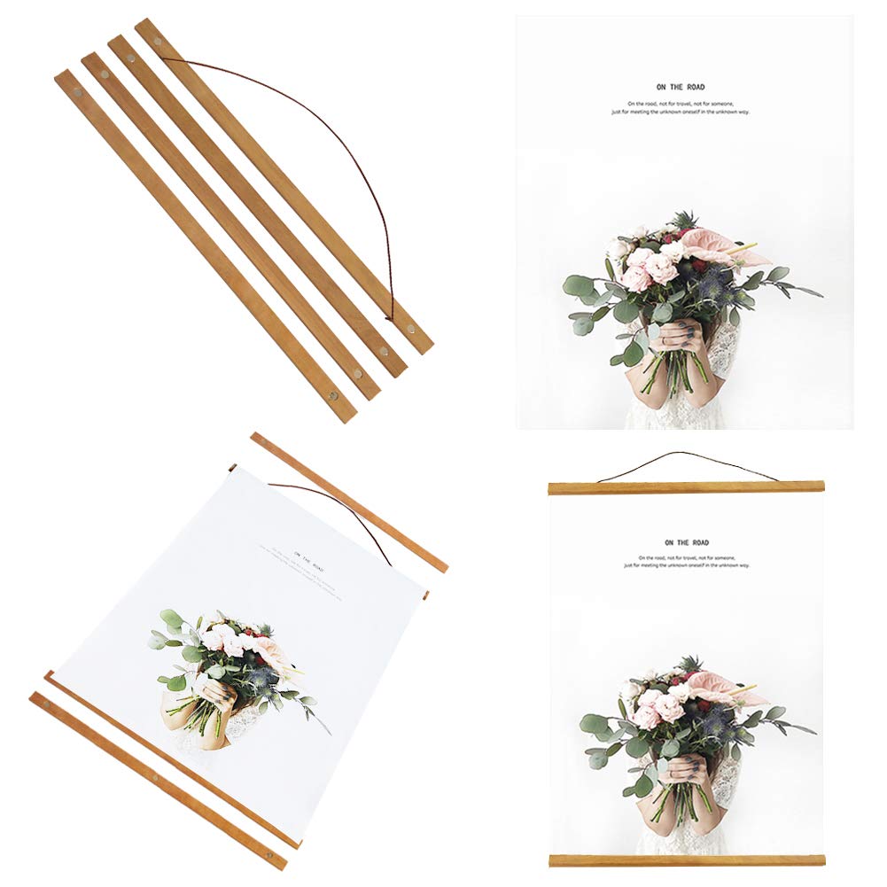 Miaowater 2 Pack Poster Frame,12x15 12x16 12x17 12x18 12x20 Magnetic Light Wood Wooden Frames Hanger for Photo Picture Art Canvas Print Artwork Wall Hanging Teak Wood 12''