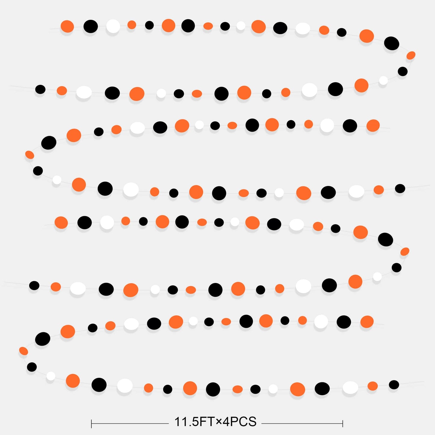 46Ft Orange Black Circle Dot Garland Black Orange and White Polka Dot Hanging Paper Streamer for Birthday Wedding Bridal Shower Baby Shower Fall Autumn Halloween Thanksgiving Party Decoration Supplies