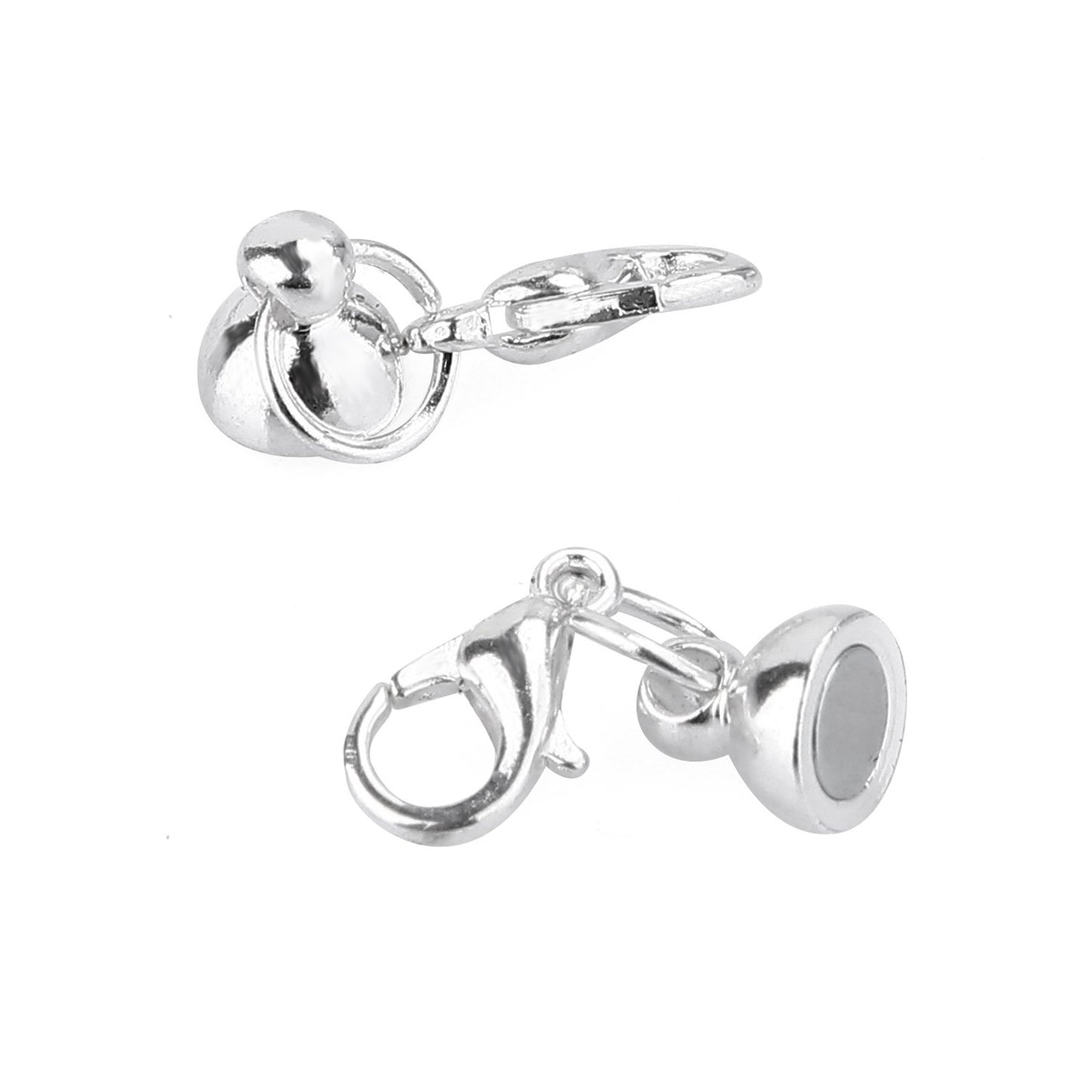 Aiskaer 16 Pcs Magnetic Lobster Clasps for Jewelry Necklace Bracelet, Rhinestone Ball and Cylindrical + Ball Tone Lobster Clasp