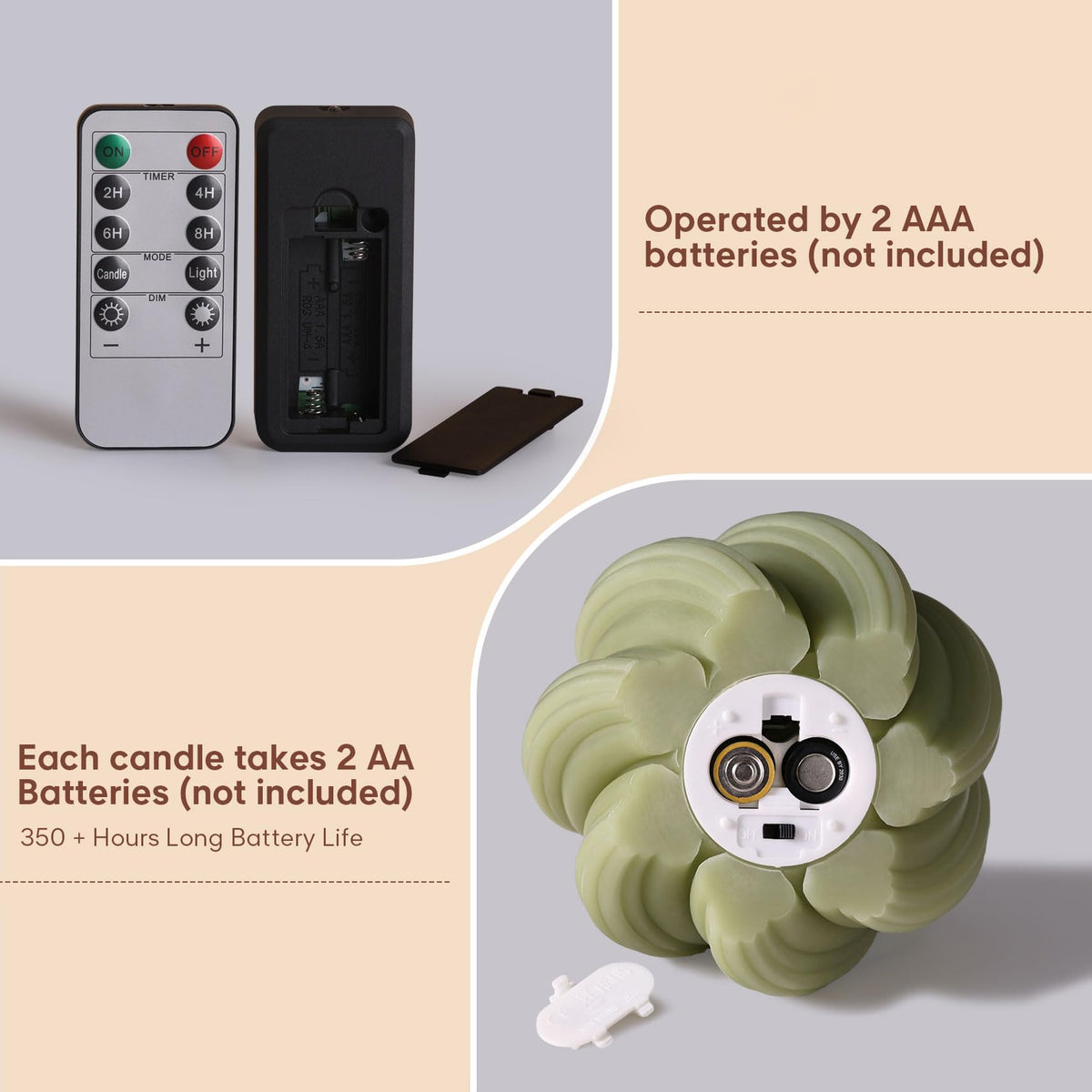 Girimax Sage Green Swirl Flameless Candle with Remote Timer