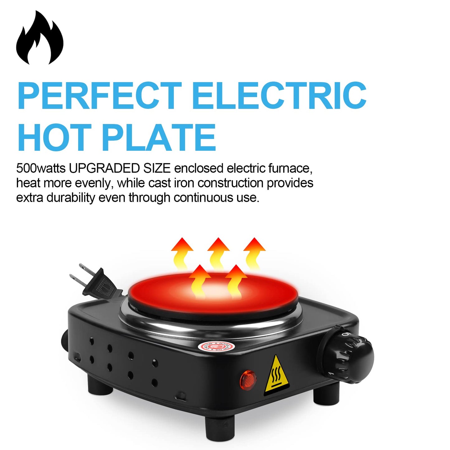 DINGPAI Hot Plate for Candle Making, Black Color Electric Hot Plate for Melting Wax, Chocolate, Candy and More