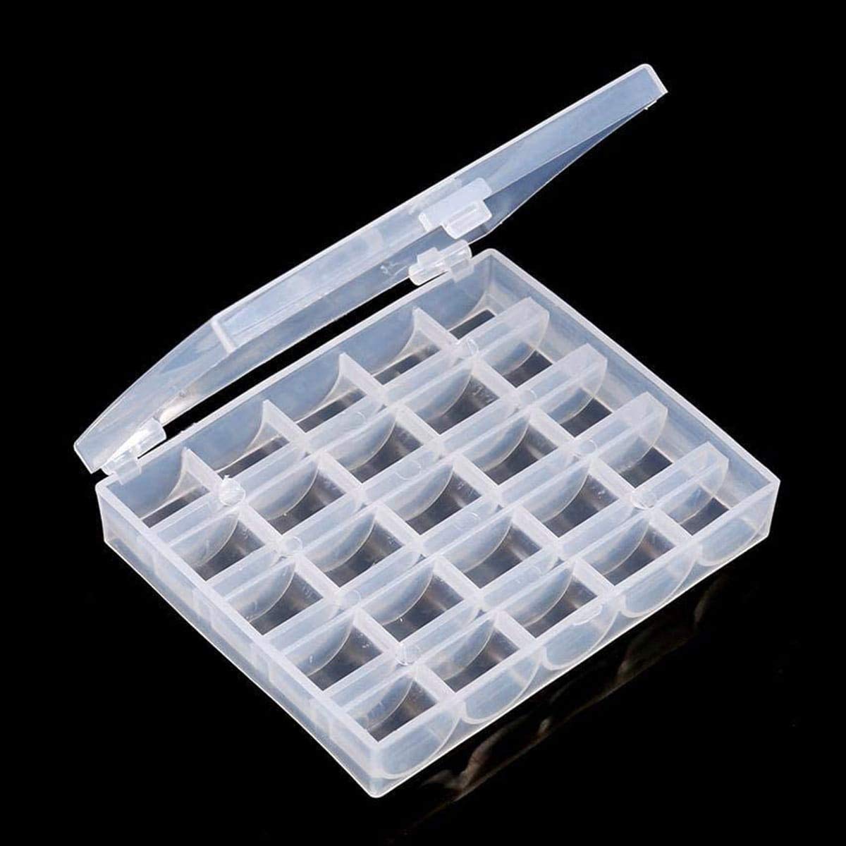 Bobbin Box,Machine Bobbin Organizer Plastic Case,Transparent 25 Slots Empty Bobbins Spools Box，Sewing Craft Plastic Case Storage Box for Sewing Machine