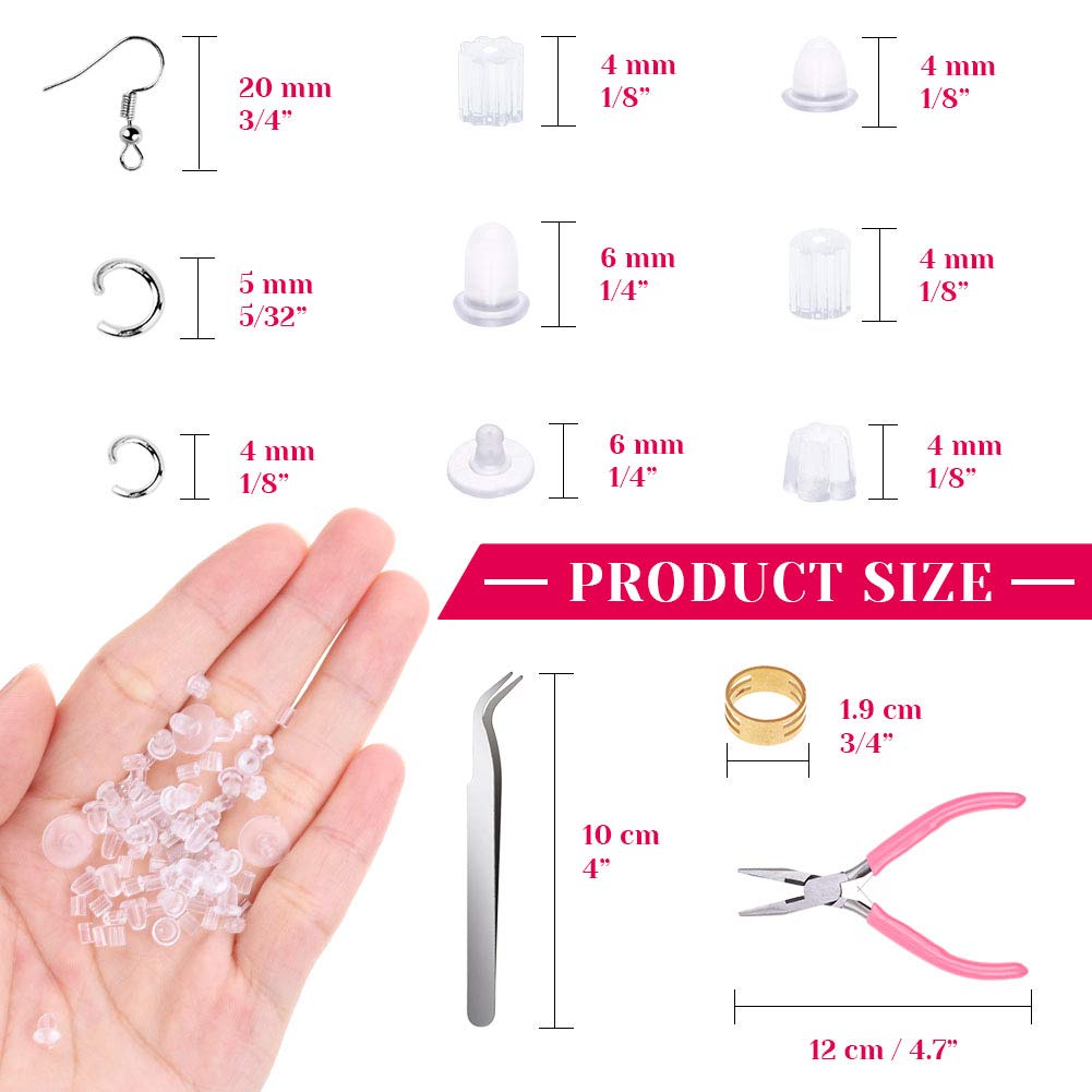 Earrings Hooks for Jewelry Making, Anezus 2000Pcs Earring Making Supplies Kit with Fish Hook Earrings, Earring Cards, Jewelry Plier, Earring Backs and Jump Ring for Jewelry Making and Earring Repair