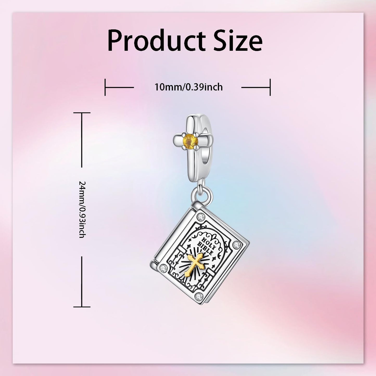 Alstade Openable Bible Dangle Charm 925 Sterling Silver Charms fits Bracelets and Necklace Pendant Bead Charms Jewelry Present for Women Family Friends