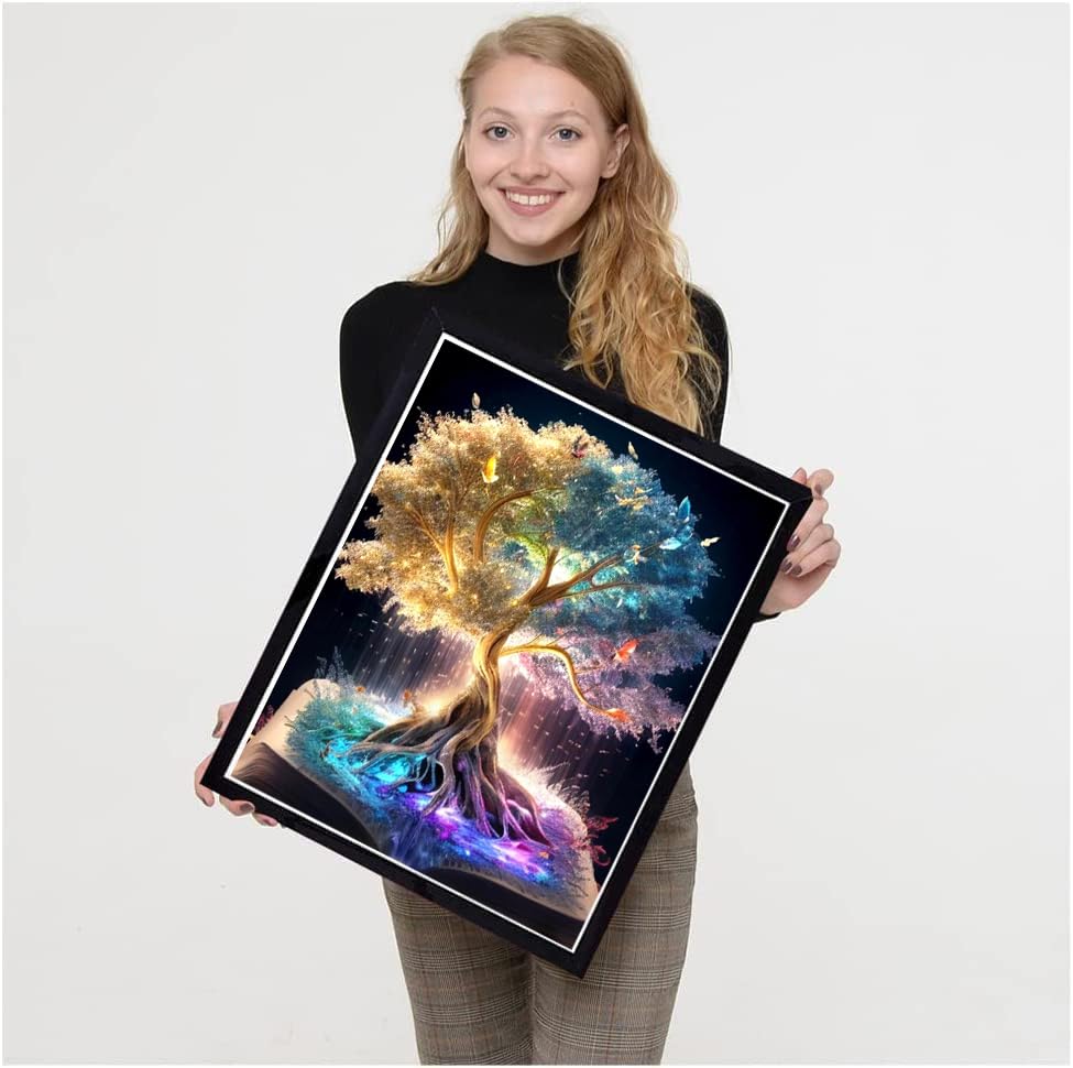 Tree of Life Stamped Cross Stitch Kits - Counted Cross Stitch Kits for Beginners Adults,11 CT Patterns Dimensions Embroidery Kits Arts Craft Kits,for Gift and Home Decor 12 x 16in