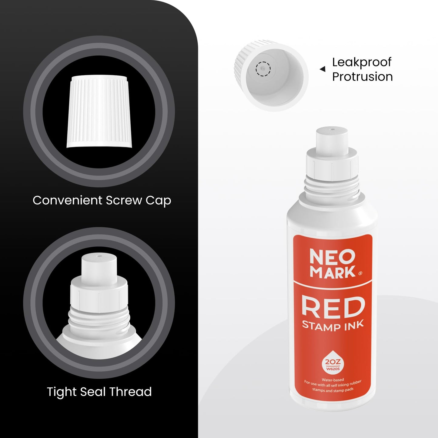 NEO MARK Premium Stamp Ink, Quick-Drying & AP-Certified Non-Toxic Refill Ink for Self-Inking Stamps, Date Stamps and Stamp Pads (Red, 2oz)