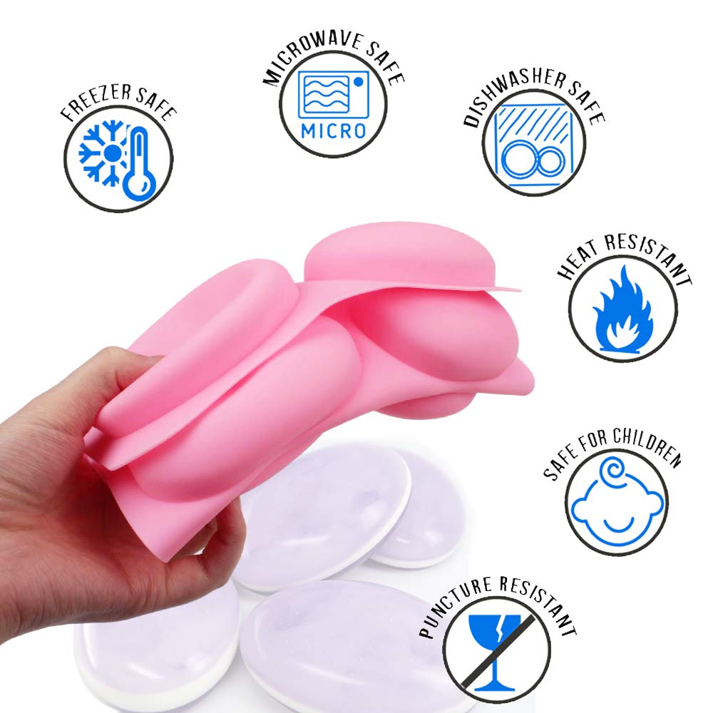 BAKER DEPOT silicone Mold For Handmade Soap 6 Cavity Oval Shape fat bath bombs Pink Color，Set of 2