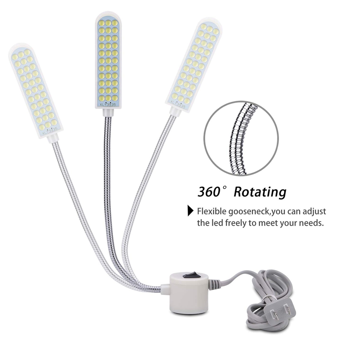 harmiey Sewing Machine Light (36LEDs) Gooseneck Work Light with Magnetic Mounting Base, White Soft Light for Lathes, Drill Presses, Workbenches (2PACK)