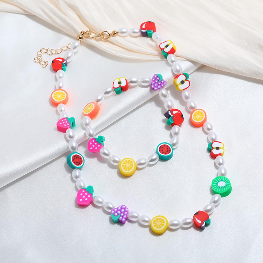 JOICEE 480PCS Fruit Flower Polymer Clay Beads, 24 Style Cute Heart Mushroom Clay Beads Charms for Jewelry Necklace Earring Making, DIY Bracelet Making Kit Accessories for Women Girls
