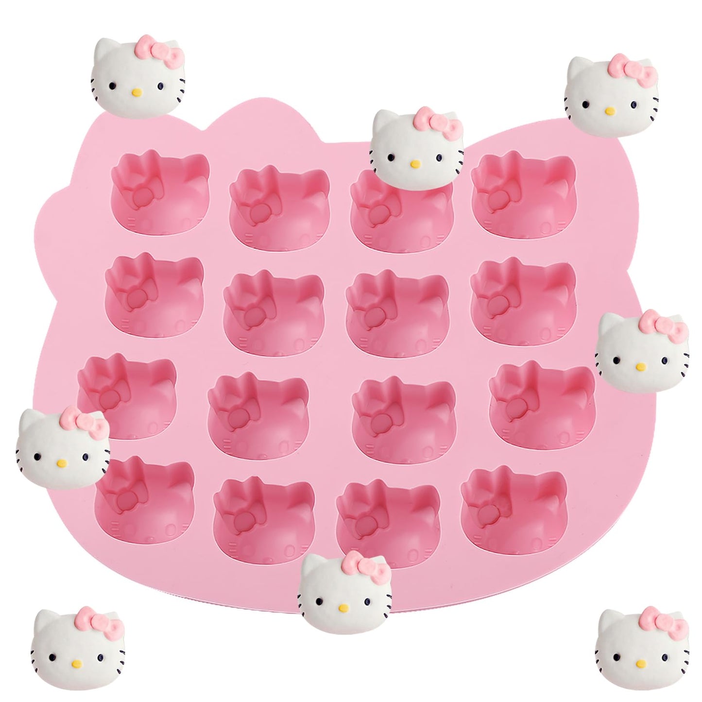 ICNYEKl Cute Kitten Chocolate Silicone Mold, Silicone Candy Molds 16 Cavity, Cat Ice Cube Tray for Baking, Cupcake Topper, Pudding, Butter, Gelatin, Jelly, Bath Bomb, Candle, Plaster, Resin, Clay