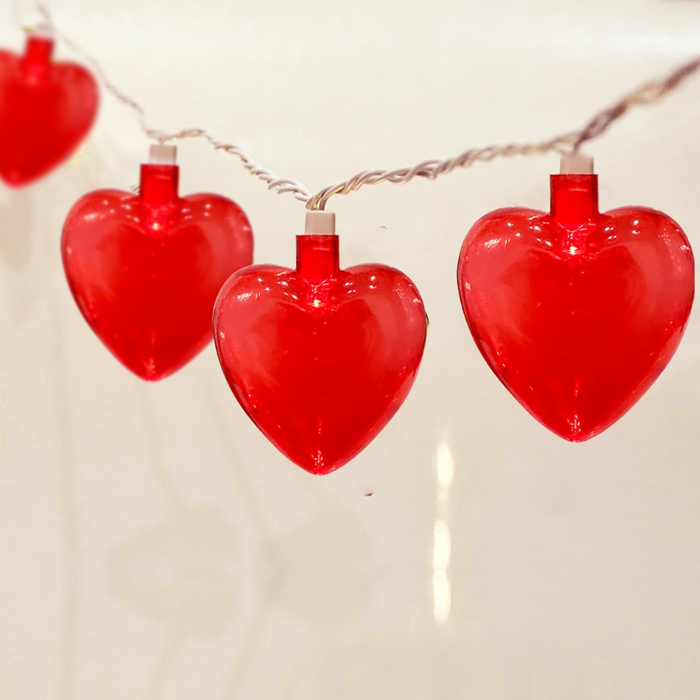 Red Heart String Lights, 8.5Ft Outdoor Valentine's Day Decorations Lights with 10 LED Red Heart Lights, Plug in Heart Fairy String Lights for Valentines Indoor Home Window Wedding Party Xmas Decor