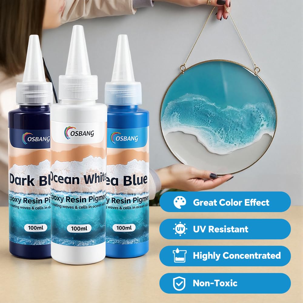 Sea Blue Epoxy Resin Pigment 100ml/3.4 fl.oz, High Concentration Liquid Colorant for Resin Art, Ideal for Creating Waves, Cells, and Unique Ocean DIY Crafts